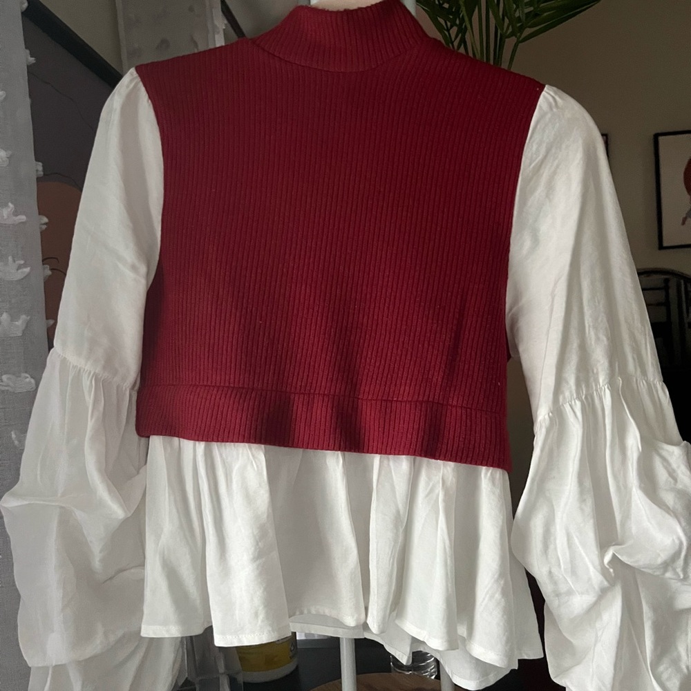 Ruffled Layered Top in Wine